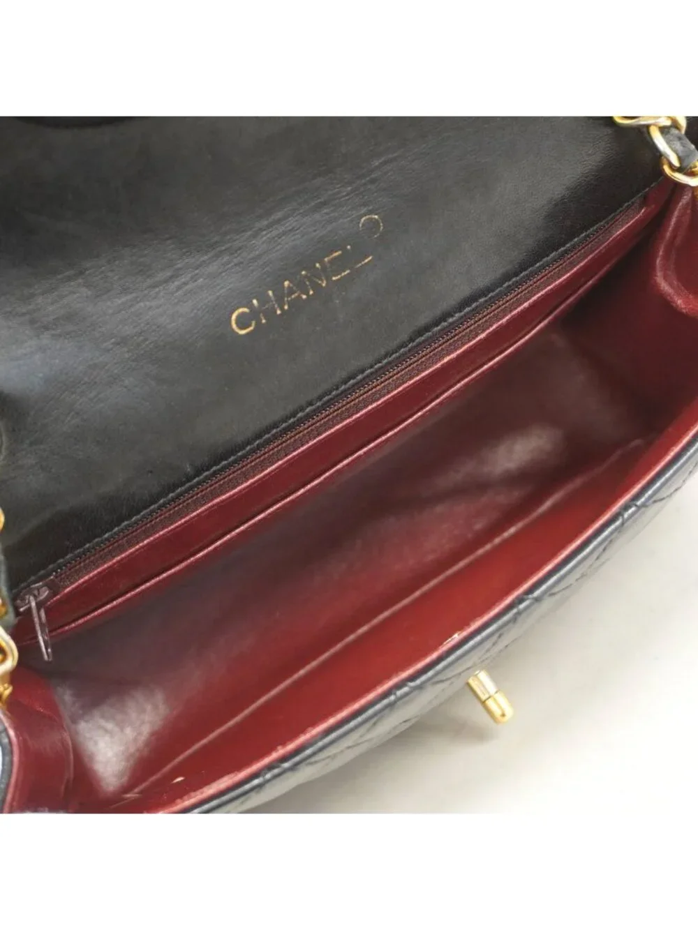Chanel Shoulder Bag Quilted Lambskin Black Gold